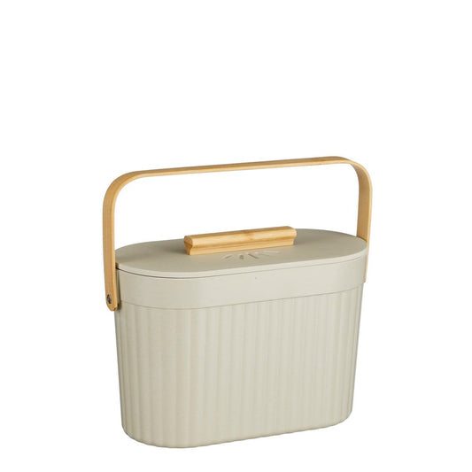 Mica Decorations Manja Afvalemmer - 4 Liter - Bamboe - Lichtgrijs