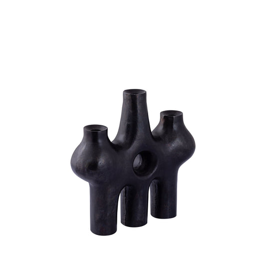 PTMD Marcie Zwarte alu abstracte kandelaar 3 armen