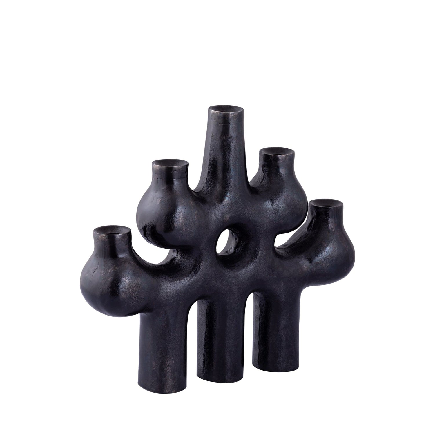 PTMD Marcie Zwarte alu abstracte kandelaar 5 armen