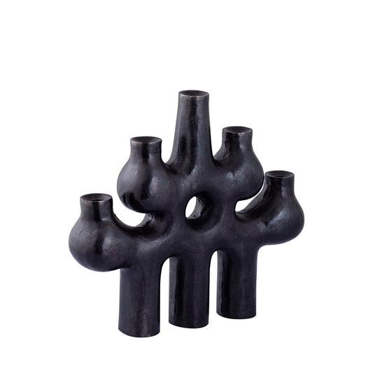 PTMD Marcie Zwarte alu abstracte kandelaar 5 armen
