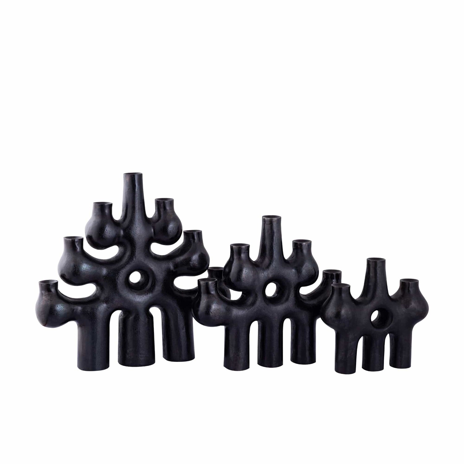 PTMD Marcie Zwarte alu abstracte kandelaar 5 armen