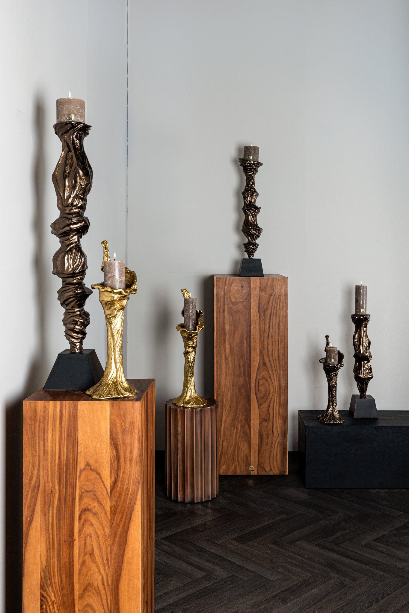 PTMD Mataly Goud gegoten alu kandelaar L