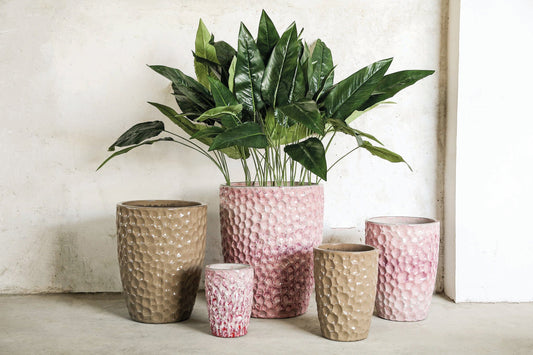 PTMD Matty Beige Grijze keramische ronde pot cirkels SV5