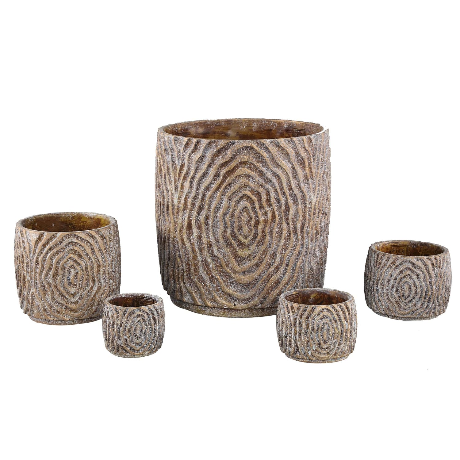 PTMD Meria Bruine cementpot met patroon rond XL