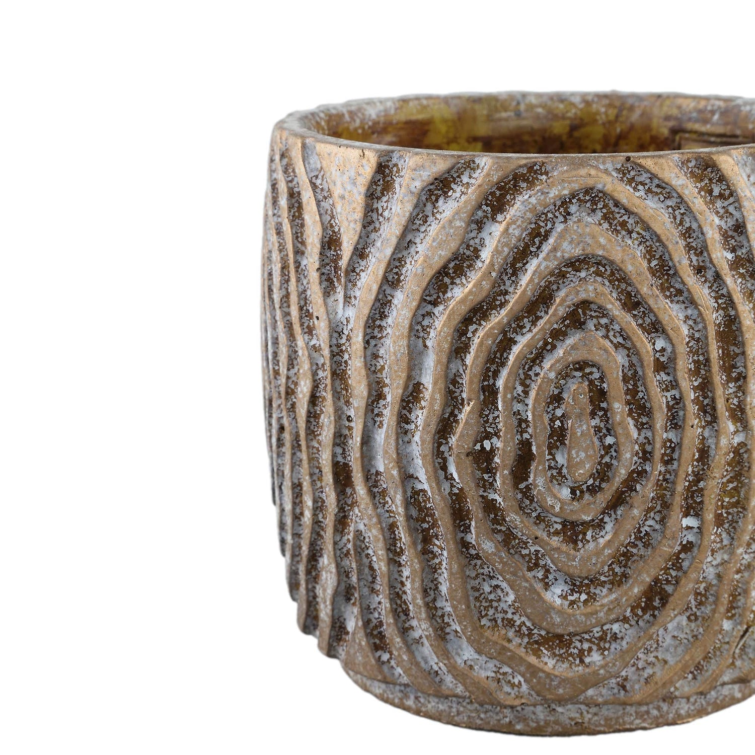 PTMD Meria Bruine cementpot met patroon rond XL