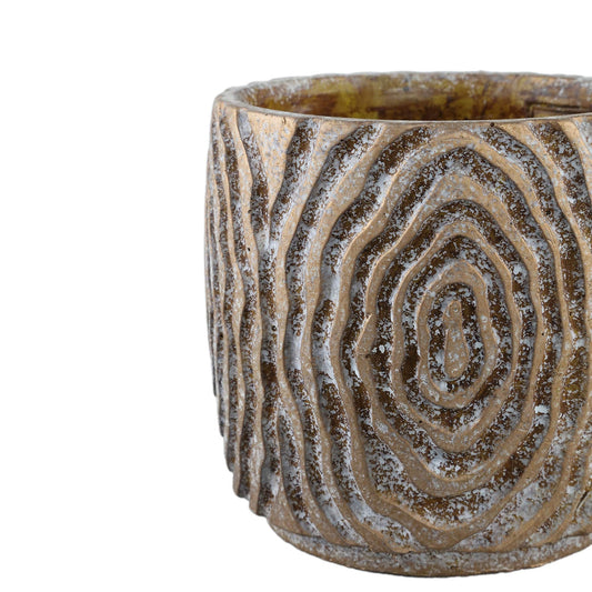 PTMD Meria Bruine cementpot met patroon rond XL