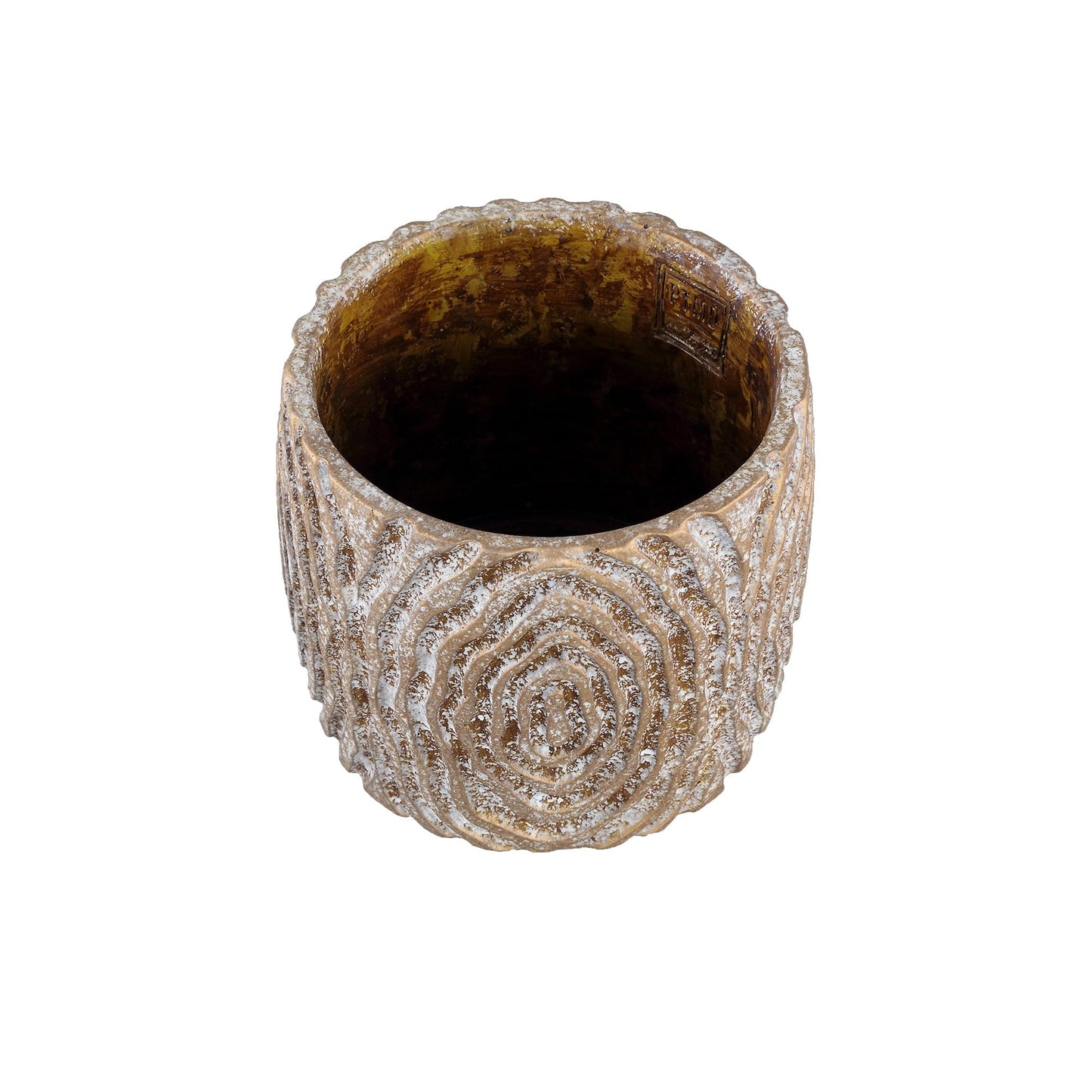 PTMD Meria Bruine cementpot met patroon rond XL
