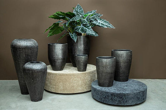 PTMD Mialee Antraciet aluminium pot rond groot SV2