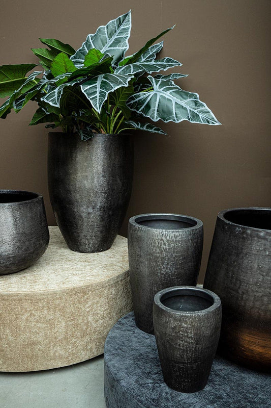 PTMD Mialee Antraciet aluminium pot rond klein SV2