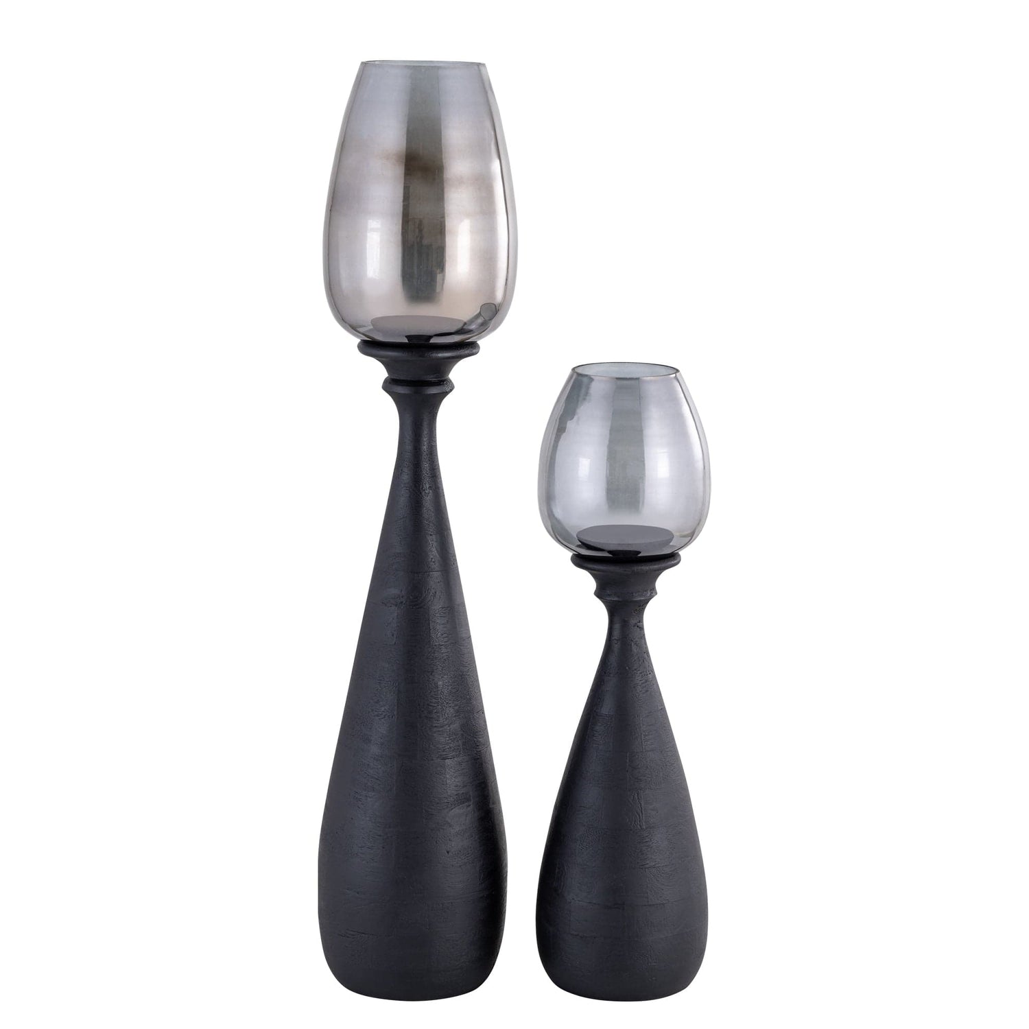 PTMD Midi Zwart mangohout stormlicht rookglas M