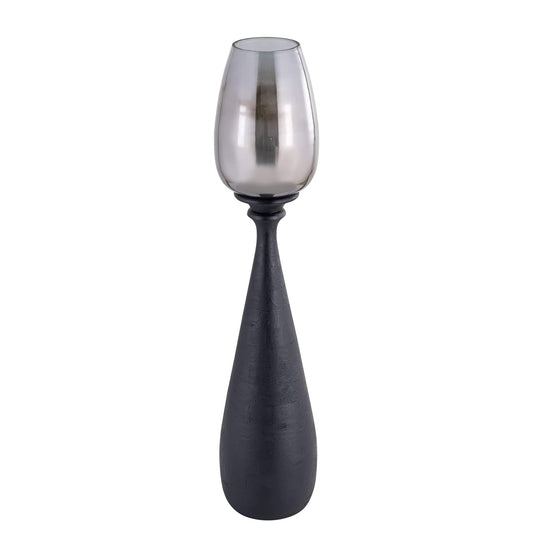PTMD Midi Zwart mangohout stormlicht rookglas M