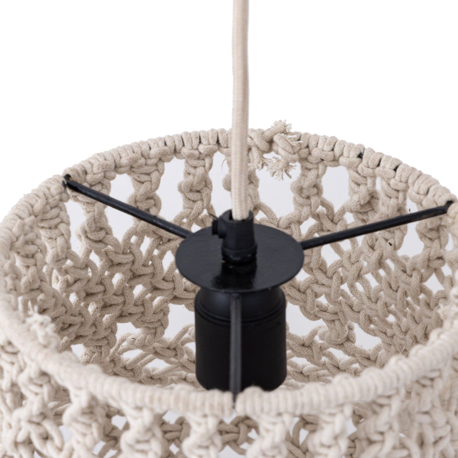 PTMD Milley Crème katoenen macramé hanglamp rond