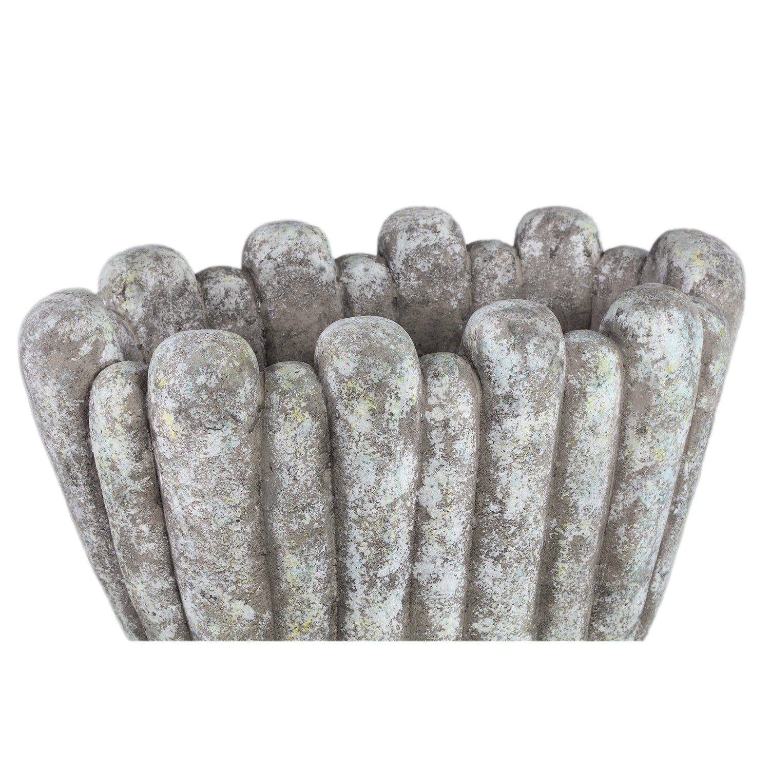 PTMD Mintergrijze cementpot organische vorm ovaal hoog L