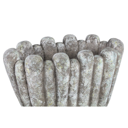 PTMD Mintergrijze cementpot organische vorm ovaal hoog L