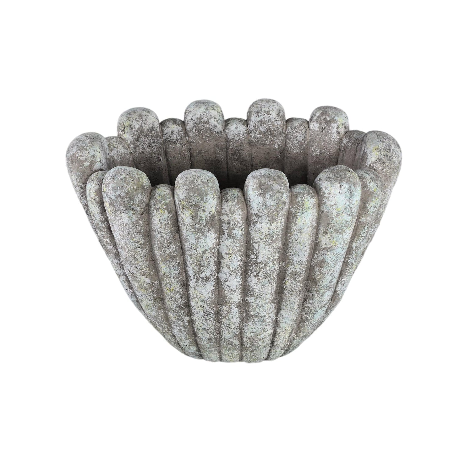 PTMD Mintergrijze cementpot organische vorm ovaal hoog L