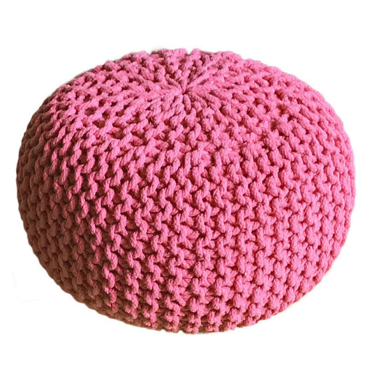 Voglrieder kreatives Wohnen Poef Ø 55 cm gebreide kruk poef vloerkussen grof gebreide look extra hoog hoogte 37 cm