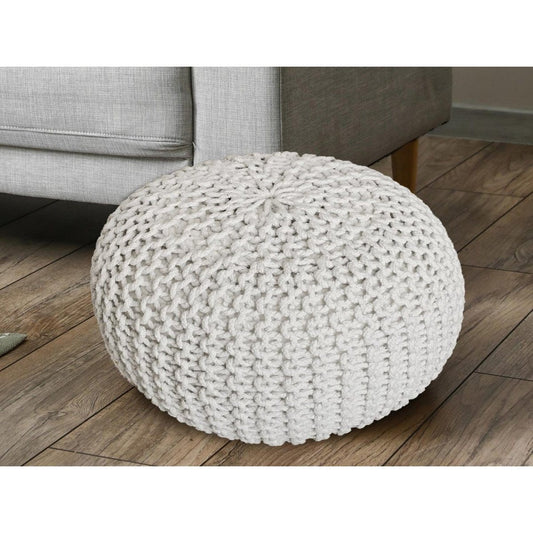 Voglrieder kreatives Wohnen Poef Ø 55 cm gebreide kruk poef vloerkussen grof gebreide look extra hoog hoogte 37 cm
