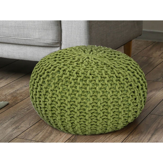 Voglrieder kreatives Wohnen Poef Ø 55 cm gebreide kruk poef vloerkussen grof gebreide look extra hoog hoogte 37 cm