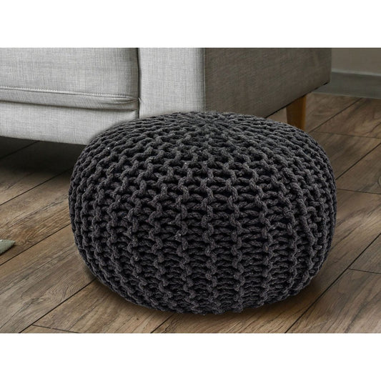 Voglrieder kreatives Wohnen Poef Ø 55 cm gebreide kruk poef vloerkussen grof gebreide look extra hoog hoogte 37 cm
