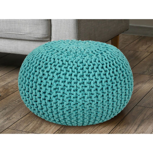 Voglrieder kreatives Wohnen Poef Ø 55 cm gebreide kruk poef vloerkussen grof gebreide look extra hoog hoogte 37 cm
