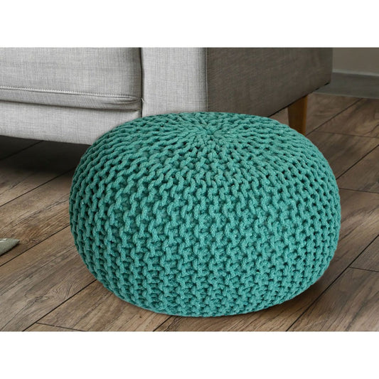 Voglrieder kreatives Wohnen Poef Ø 55 cm gebreide kruk poef vloerkussen grof gebreide look extra hoog hoogte 37 cm