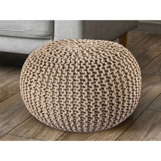 Voglrieder kreatives Wohnen Poef Ø 55 cm gebreide kruk poef vloerkussen grof gebreide look extra hoog hoogte 37 cm