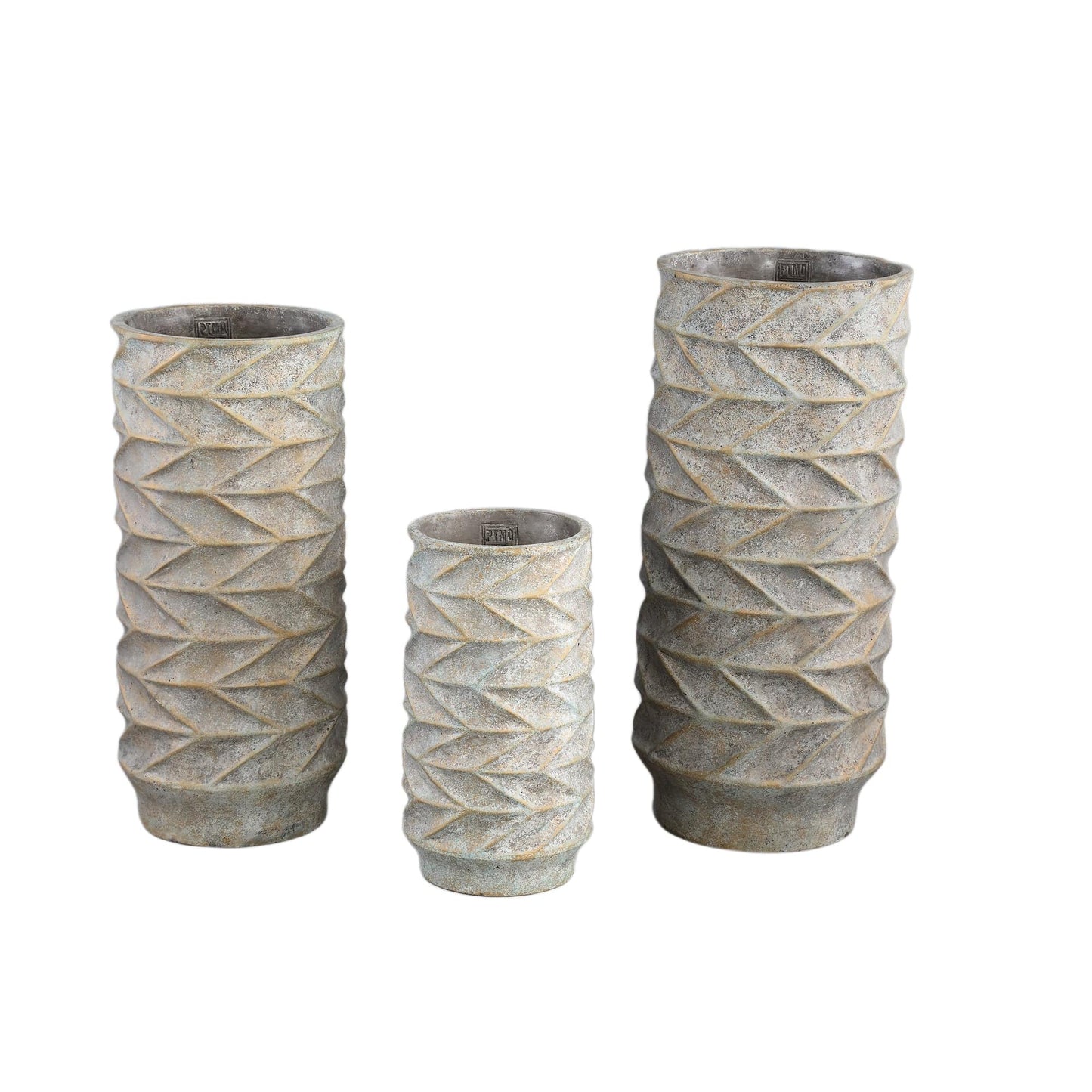 PTMD Roah Blauwe cementpot gesneden rond hoog L