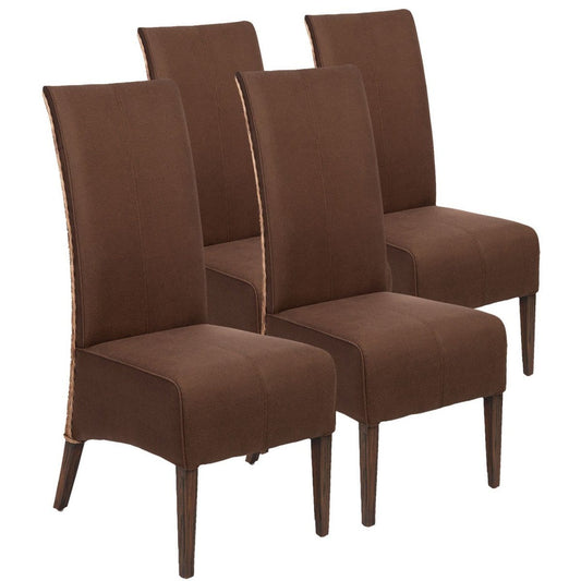 Voglrieder kreatives Wohnen Rotan stoelenset eetkamerstoelen Antonio 4 stuks gestoffeerde stoelen bruine bekleding suede look cogna