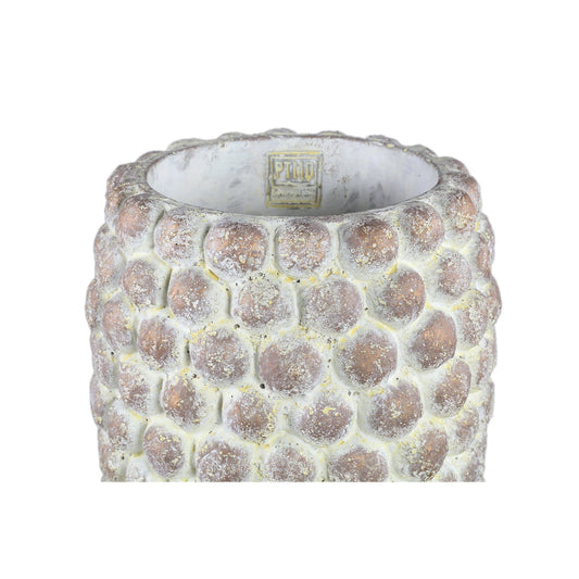 PTMD Ruis Crème cement gestippelde pot rond hoog L