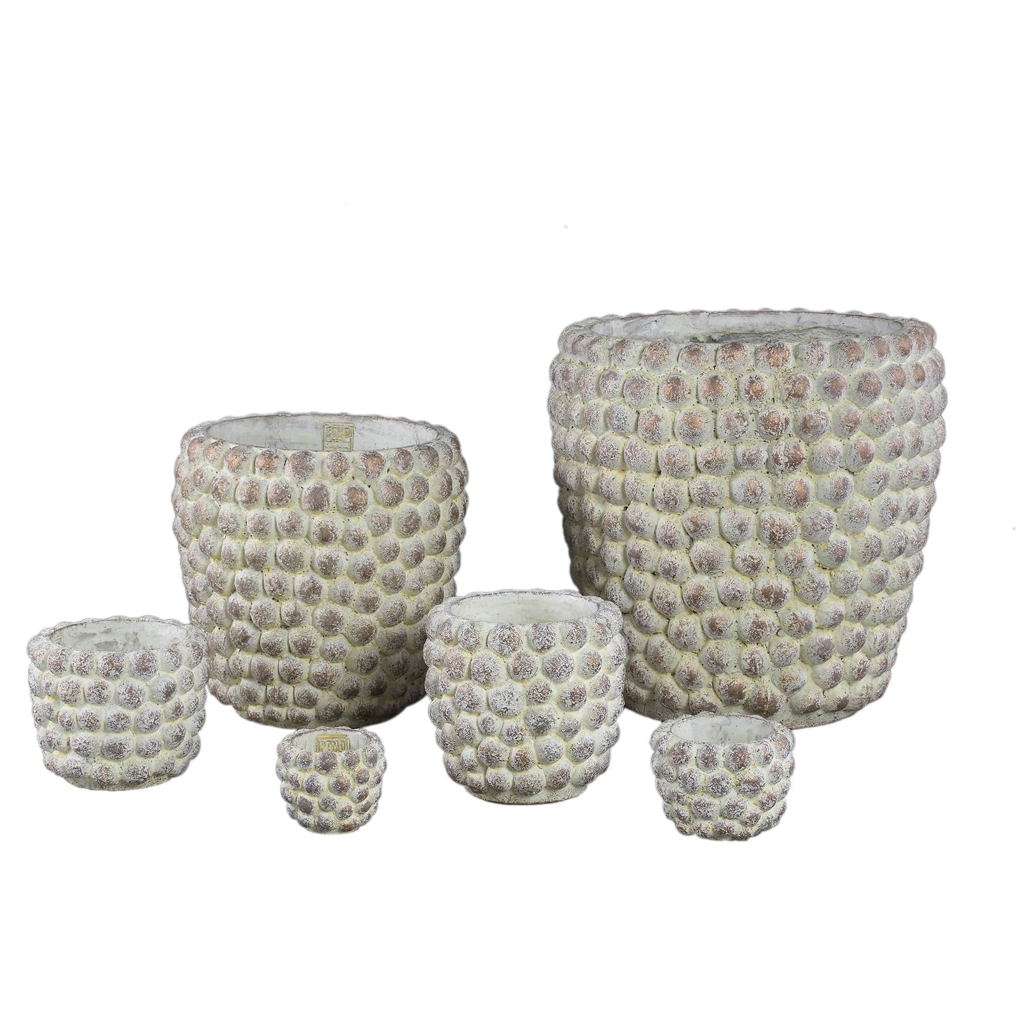 PTMD Ruis Crème cement stippenpot rond XXL