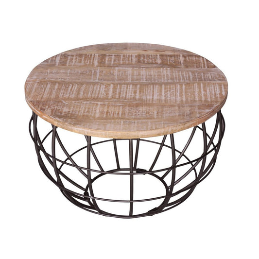 Voglrieder kreatives Wohnen Salontafel ø 55 cm woonkamertafel ronde bijzettafel duurzaam London metalen draadframe grid