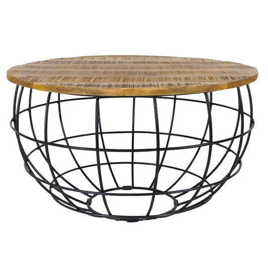 Voglrieder kreatives Wohnen Salontafel rond duurzaam Lexington ø 75 cm metalen rooster draadframe massief houten woonkamertafel