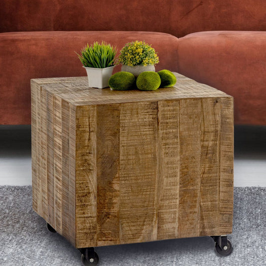 Voglrieder kreatives Wohnen Salontafel vierkant 45 x 45 x 45 cm bijzettafel bloementafel duurzaam mango recuperatiehout