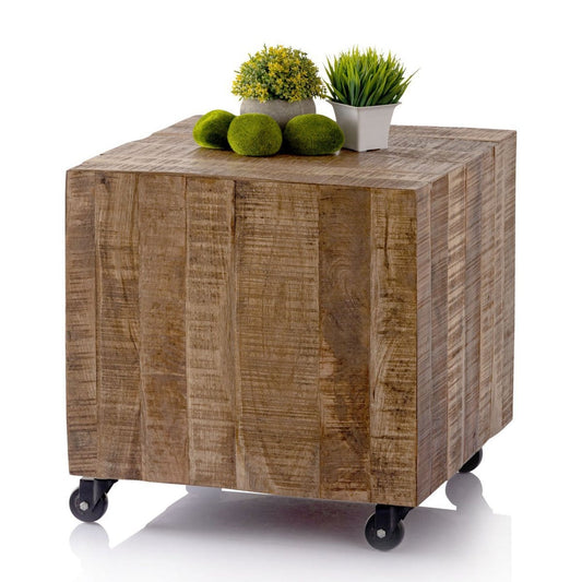 Voglrieder kreatives Wohnen Salontafel vierkant 45 x 45 x 45 cm bijzettafel bloementafel duurzaam mango recuperatiehout