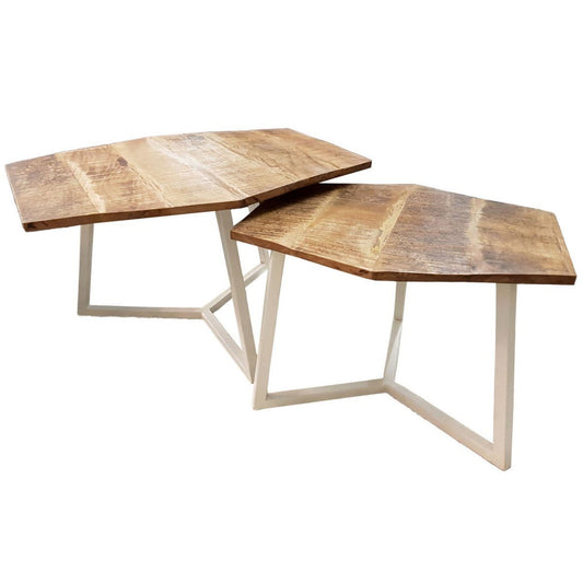 Voglrieder kreatives Wohnen Salontafelset 2-delig woonkamertafel nesttafel Paris metalen frame zwart wit of oud zilver