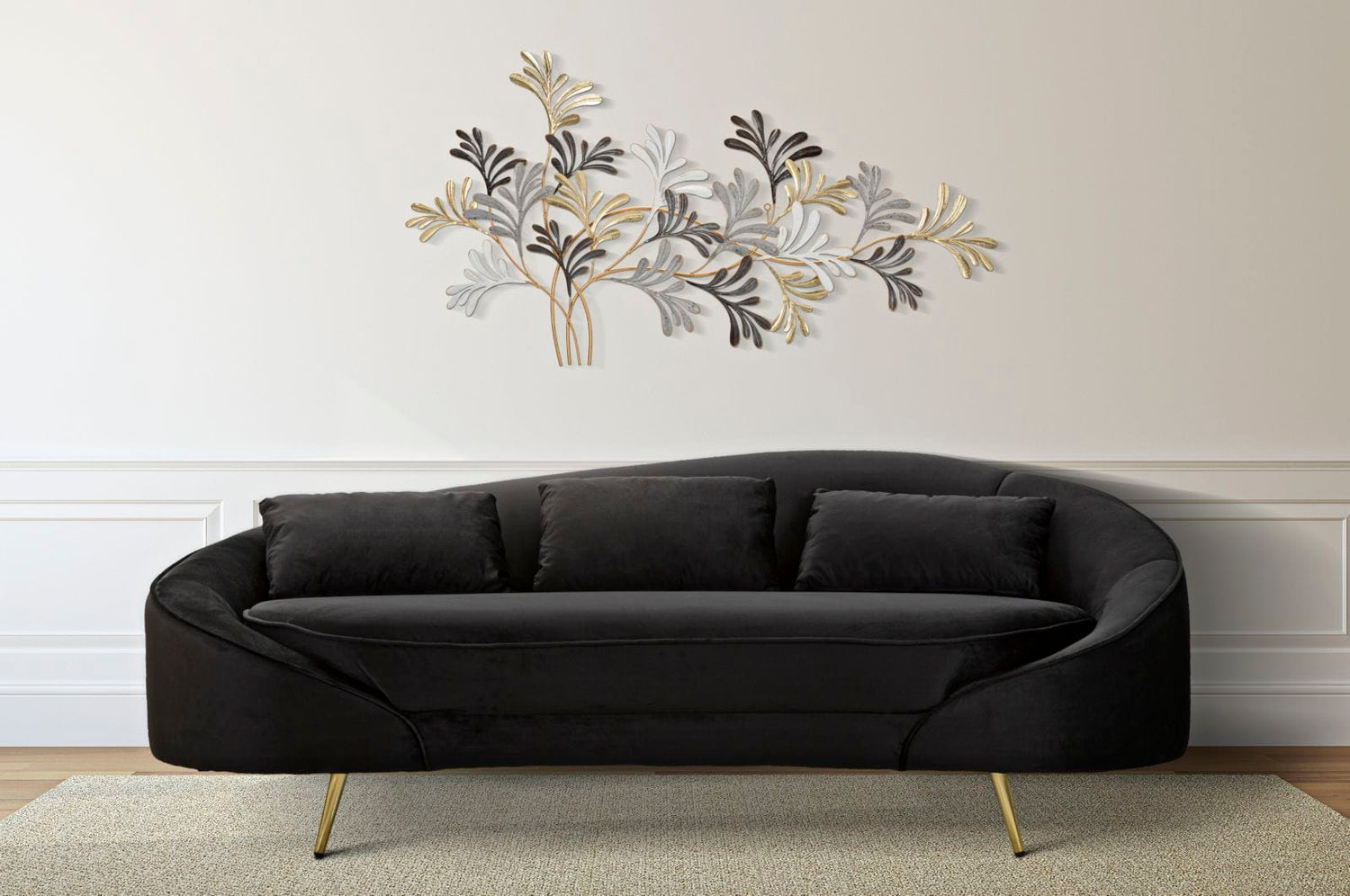 Mauro Ferretti SOFA 3 SEATERS OSLO WITH CUSHIONS BLACK CM 185X84X68