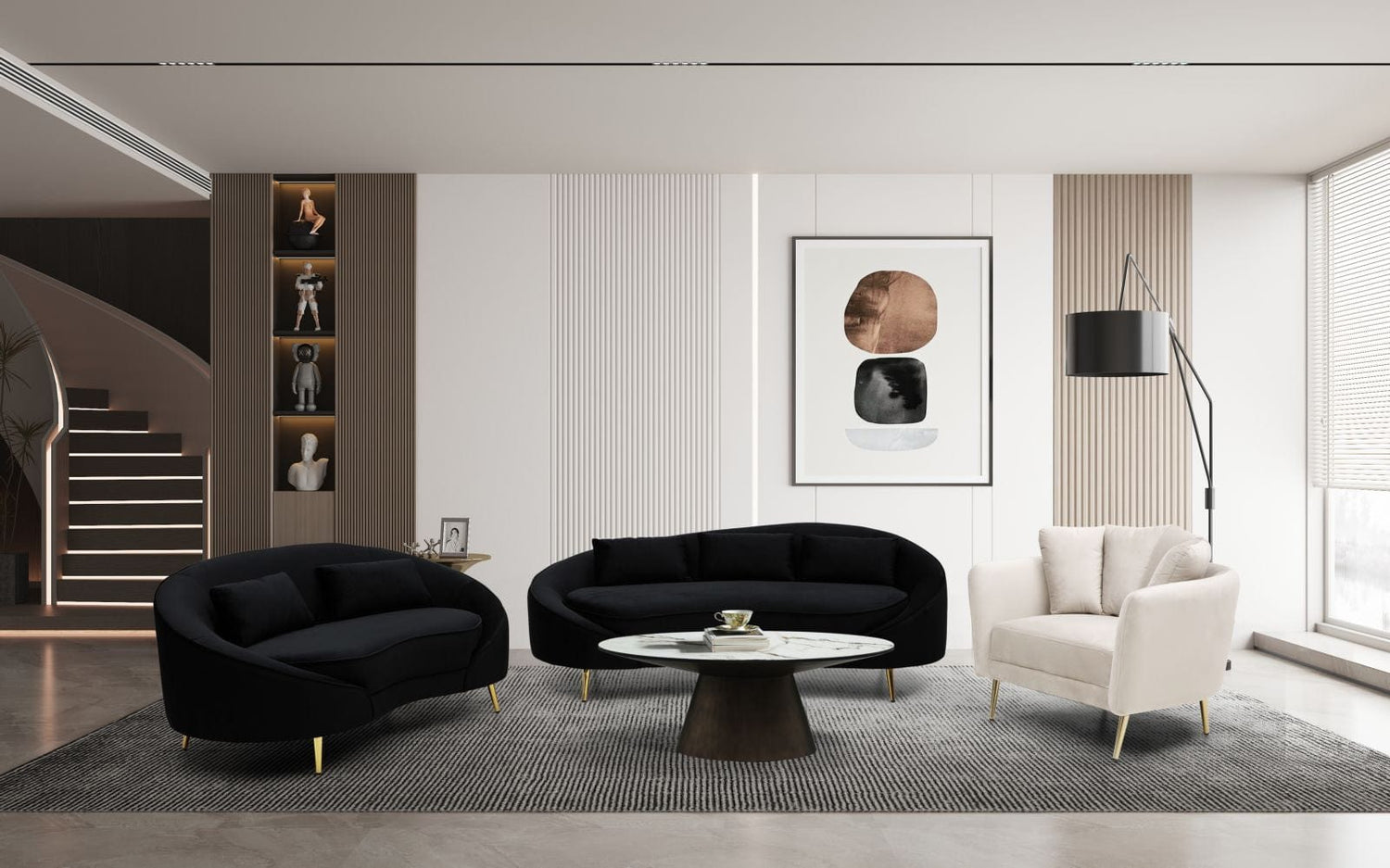 Mauro Ferretti SOFA 3 SEATERS OSLO WITH CUSHIONS BLACK CM 185X84X68