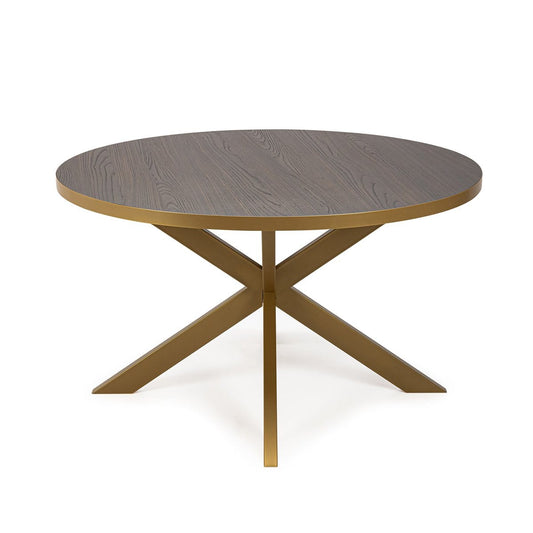 Stalux Stalux Ronde eettafel 'Daan' 135cm, kleur goud / bruin hout