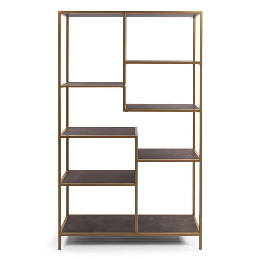 Stalux Stalux Vakkenkast 'Guus' 120 x 200cm, kleur goud / lederlook bruin