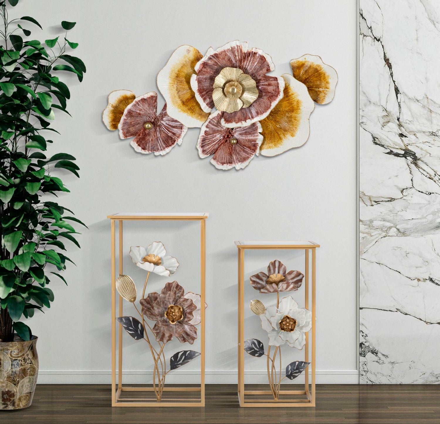Mauro Ferretti TABLE FLOWER SET 2 PCS CM 36X36X70-30X30X60
