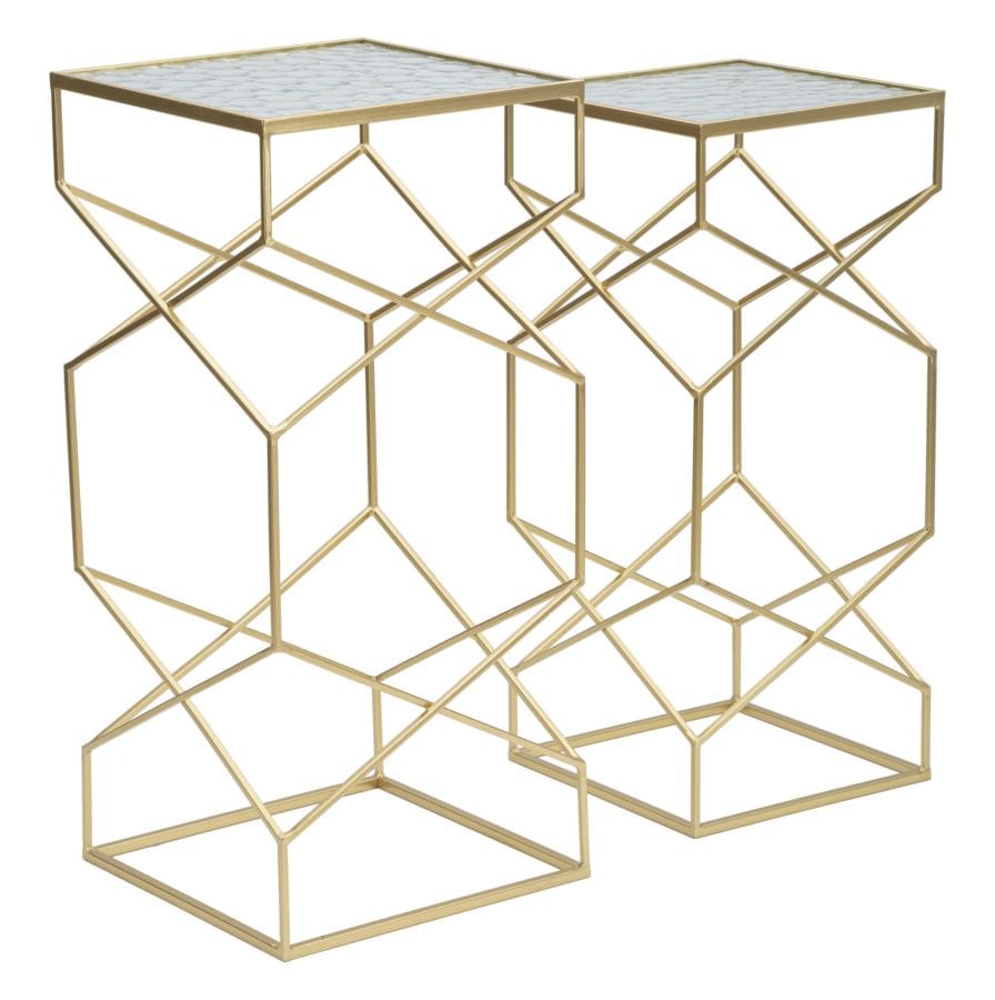 Mauro Ferretti TABLE GLASSY SET 2 PCS CM 31,5X31,5X68-28X28X64