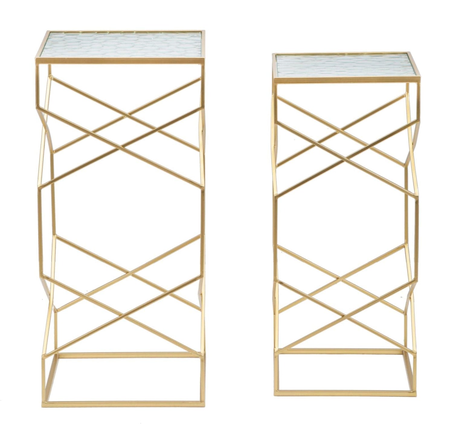 Mauro Ferretti TABLE GLASSY SET 2 PCS CM 31,5X31,5X68-28X28X64