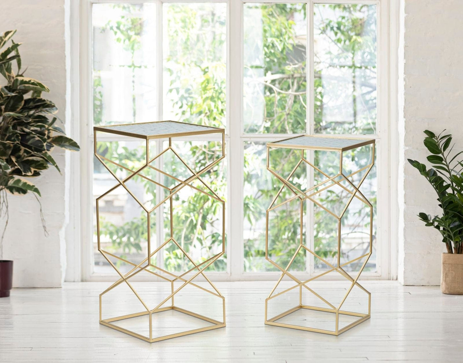 Mauro Ferretti TABLE GLASSY SET 2 PCS CM 31,5X31,5X68-28X28X64