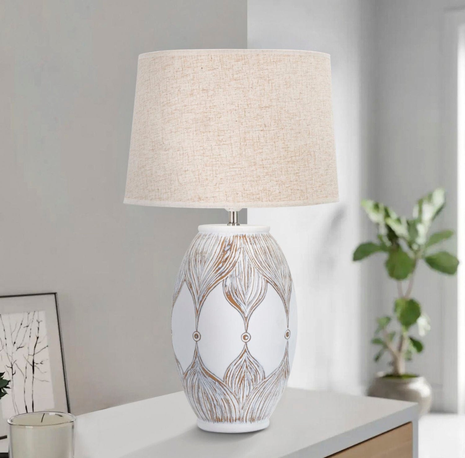 Mauro Ferretti TABLE LAMP POLYRESIN OVAL ATENE CM Ø 38X67
