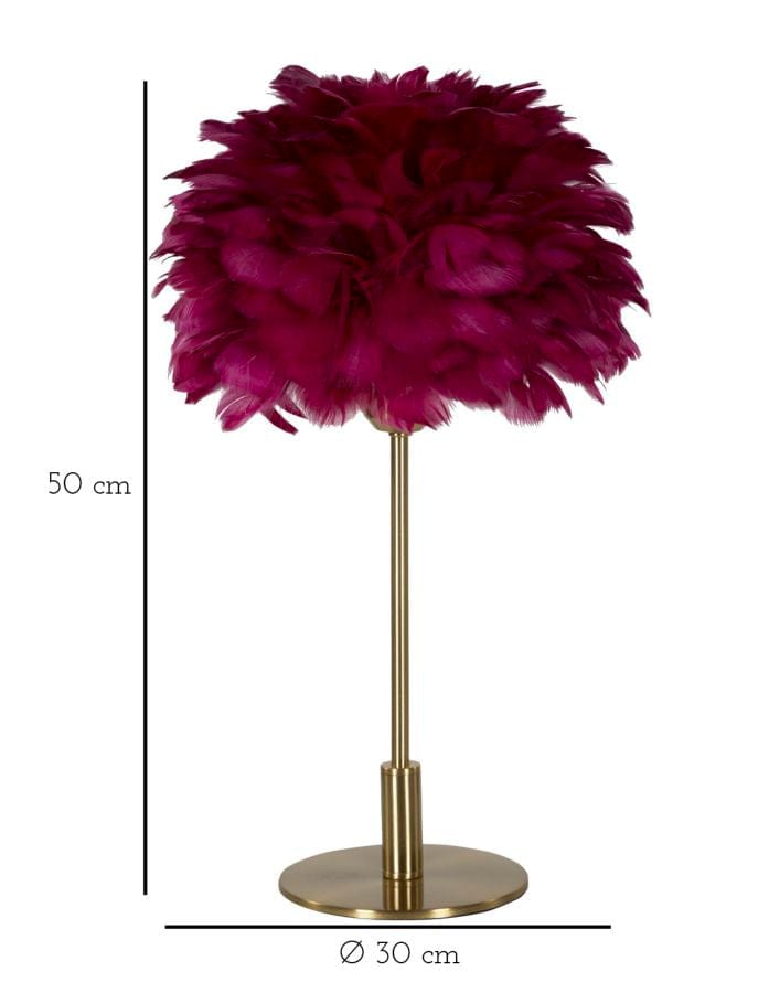Mauro Ferretti TABLE LAMPBALL FEATHER BORDEAUX CM Ø 30X50