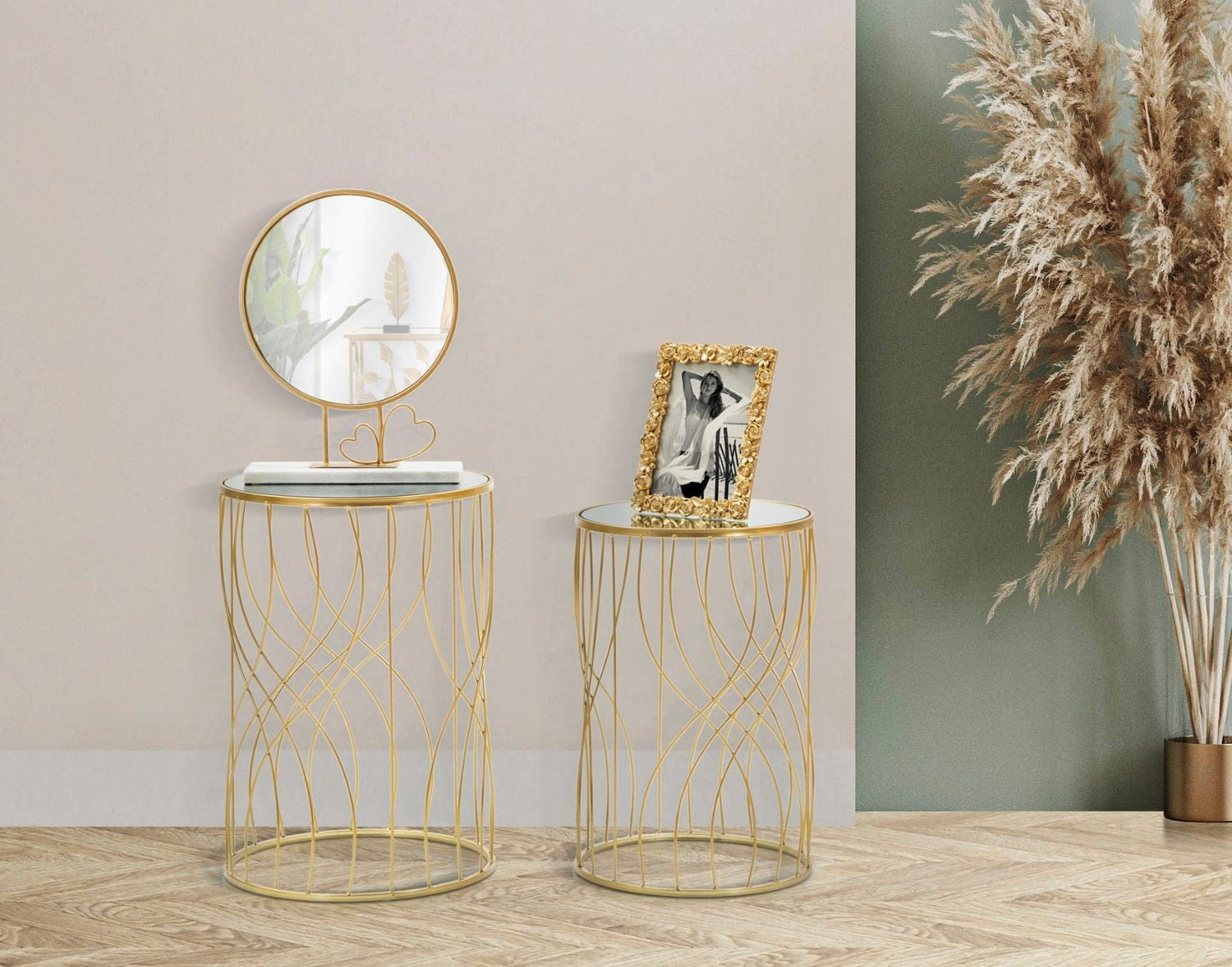Mauro Ferretti TABLE LIGNE SET 2PCS CM Ø 38X55-33X50