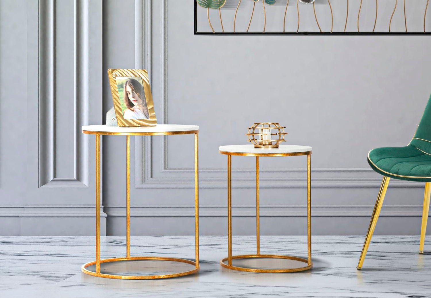 Mauro Ferretti TABLE SIMPLY MARBLE COUPLE Ø 52X63-42X53