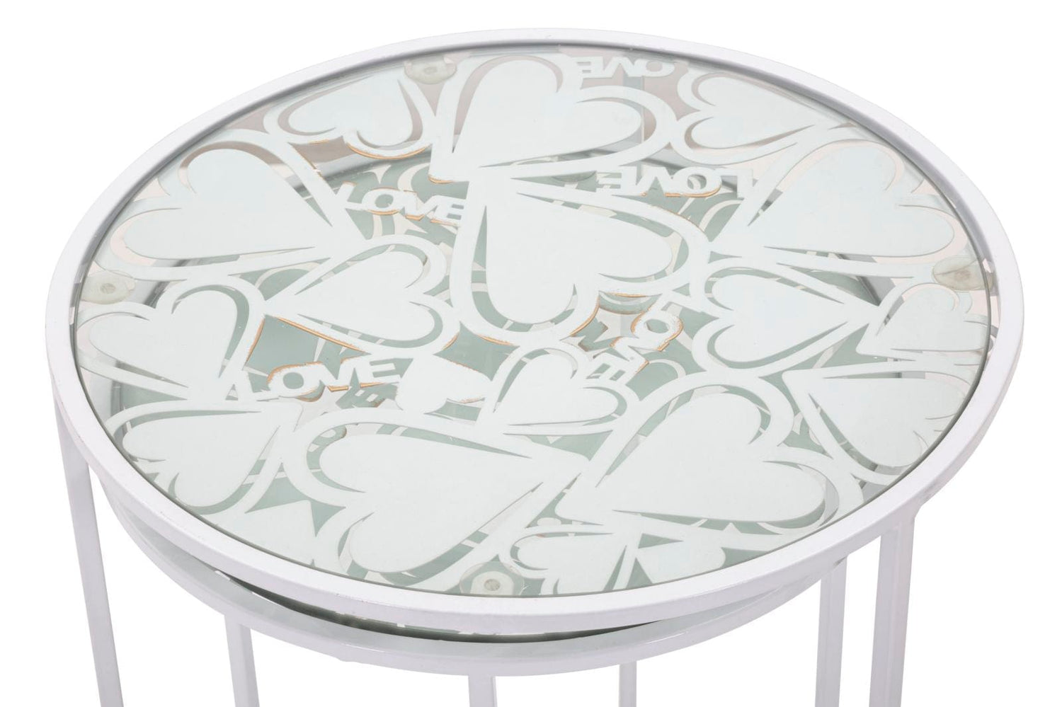 Mauro Ferretti TABLE WHITE HARTS COPPIA CM Ø 43X60-38X55