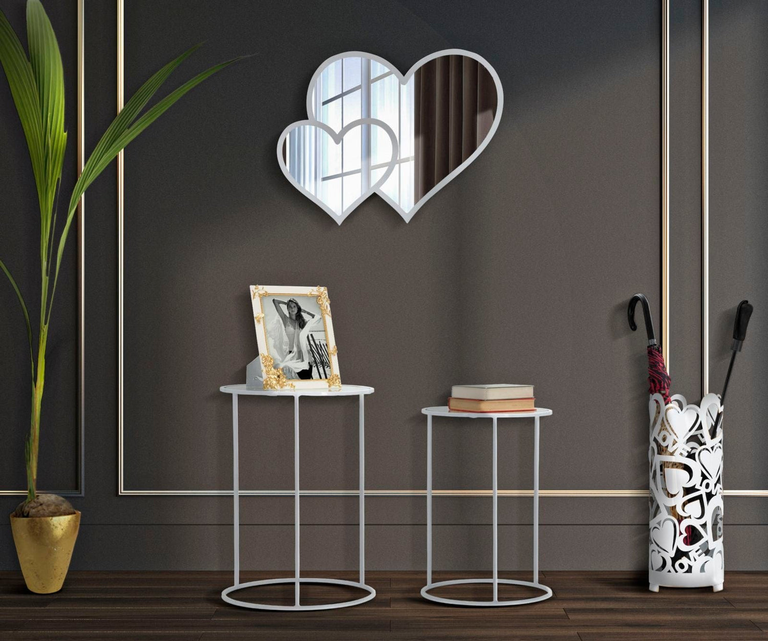 Mauro Ferretti TABLE WHITE HARTS COPPIA CM Ø 43X60-38X55