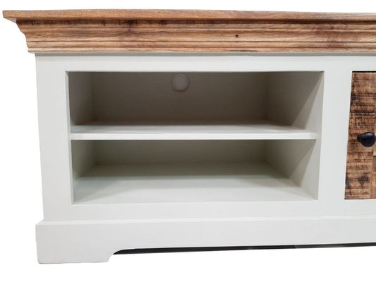 Voglrieder kreatives Wohnen TV-lowboard TV-meubel B 114 H 45 cm massief houten TV-meubel Ibiza wit massief mangohout
